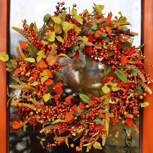 Golden Leaf and Sunflower-Themed Door Decoration