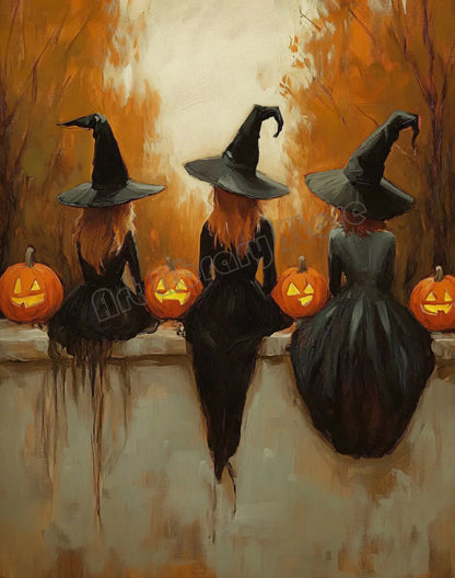 Halloween Wall Art Set featuring Pumpkins, Ghosts, and Cats — Autumn Home Decor