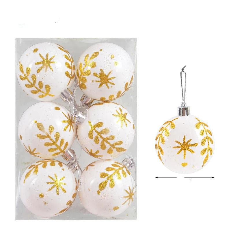 Set of 6 Glass Christmas Tree Ornaments - Decorative Ball Collection
