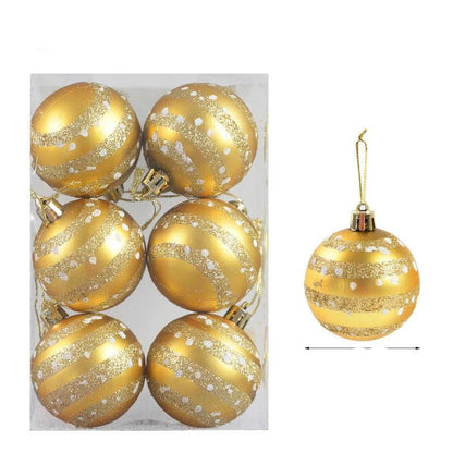 Set of 6 Glass Christmas Tree Ornaments - Decorative Ball Collection
