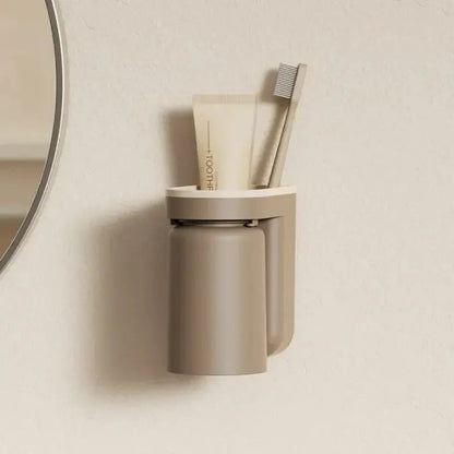 BrushDock | Magnetic Cup Toothbrush Holder - Self-Adhesive Wall Organizer for Your Bathroom