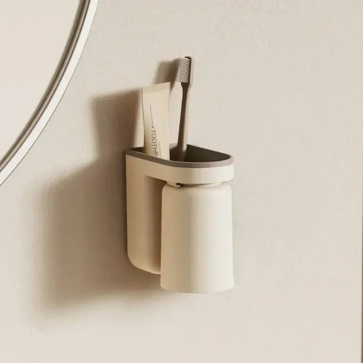 BrushDock | Magnetic Cup Toothbrush Holder - Self-Adhesive Wall Organizer for Your Bathroom