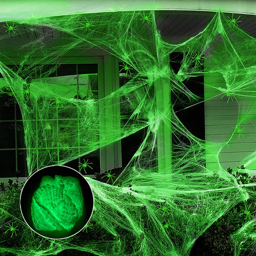 Glow-in-the-Dark Spider Webs for Outdoor Decor