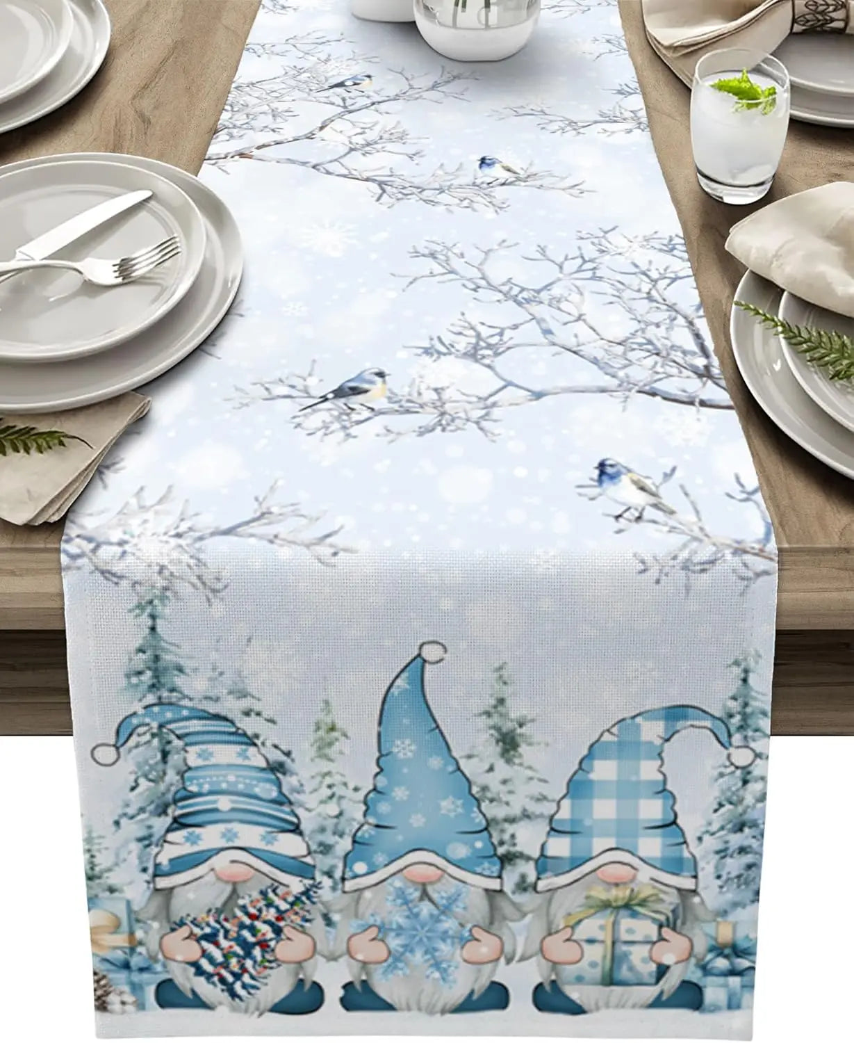 Winter Wonderland Decorative Tablecloth with Ice Crystal Design