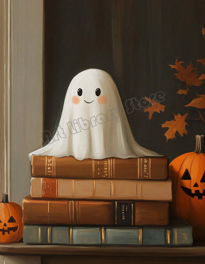 Halloween Wall Art Set featuring Pumpkins, Ghosts, and Cats — Autumn Home Decor
