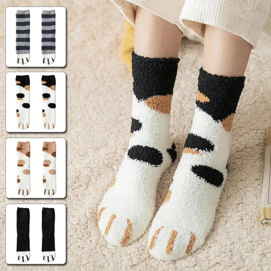 Women's Super Soft Cotton Cat Paw Socks – Ideal for Winter, Size EU 35-42