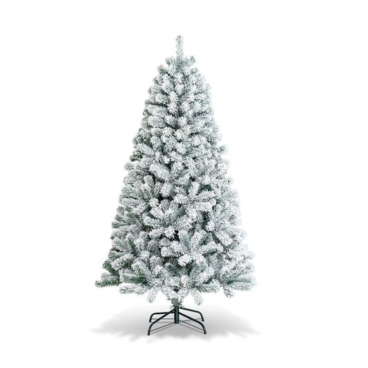 180 cm Artificial Snow-Covered Christmas Tree with Lush Branches