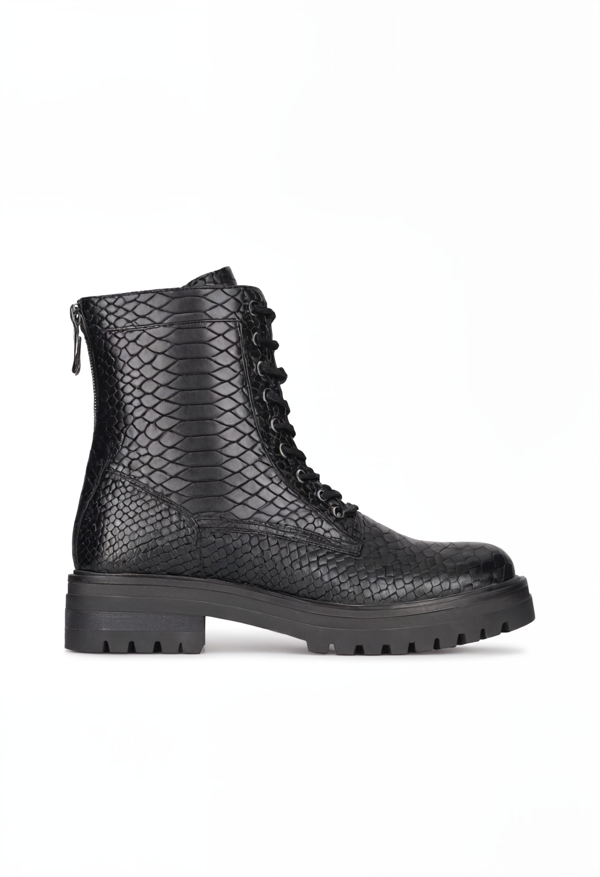 Chic Women's Snake Print Lace-Up Ankle Boots – Comfortable and Versatile Style