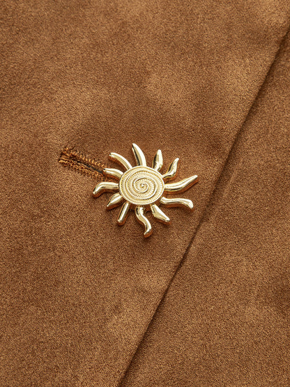 Amyra | Fitted Suede Jacket with Metal Buttons