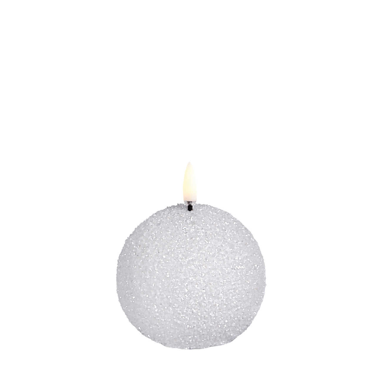 Winter-Themed Flameless Candle with Decorative Glitter Accent