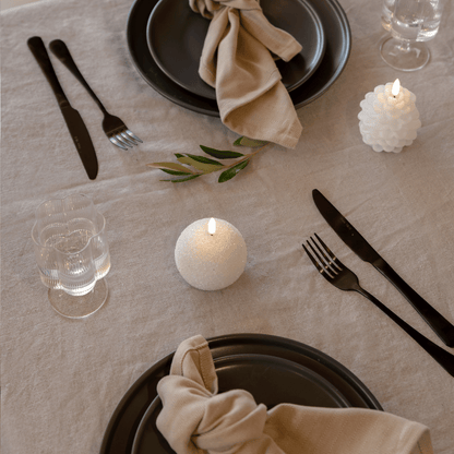 Winter-Themed Flameless Candle with Decorative Glitter Accent