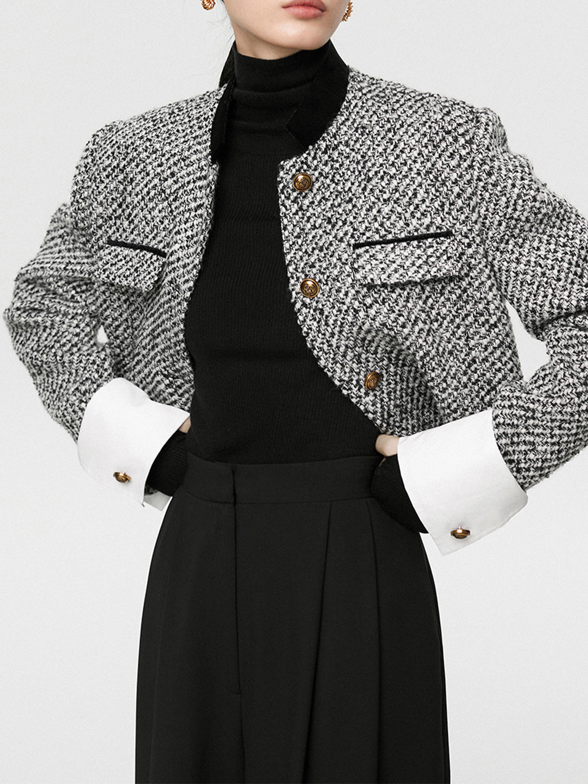 Candice | Stylish Tweed Boucle Cropped Blazer