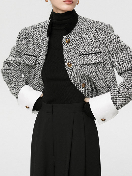 Candice | Stylish Tweed Boucle Cropped Blazer