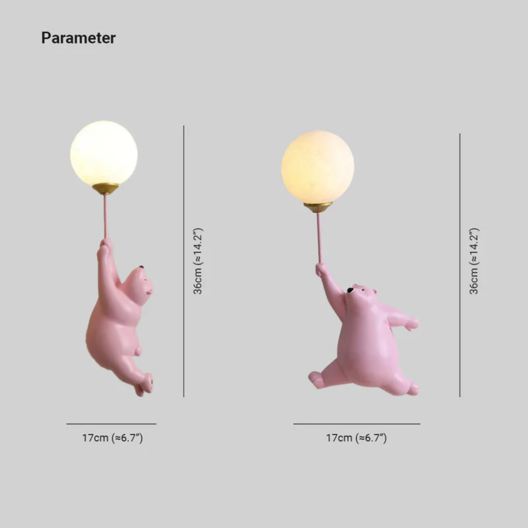 TeddyGlow Bear-Shaped LED Wall Lamp