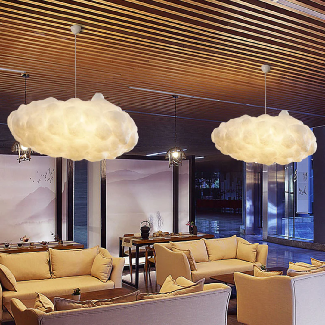 Nimbus White PVC and Cotton Hanging LED Pendant Lamp