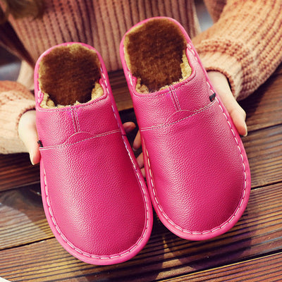Water-Resistant Leather Slippers