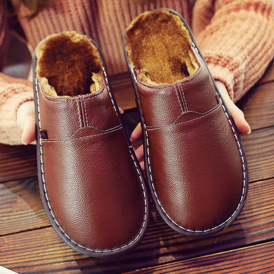 Water-Resistant Leather Slippers