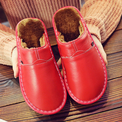 Water-Resistant Leather Slippers