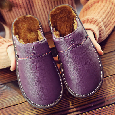 Water-Resistant Leather Slippers