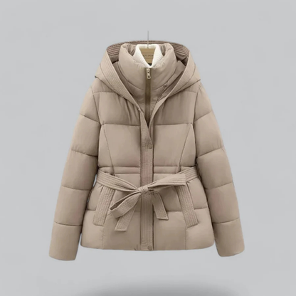 Delilah | Cozy Hooded Puffer Jacket with Belt for Women's Winter Fashion