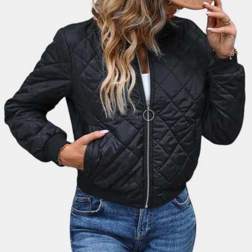 Ivory | Women's Winter Bomber Jacket with Full-Zip