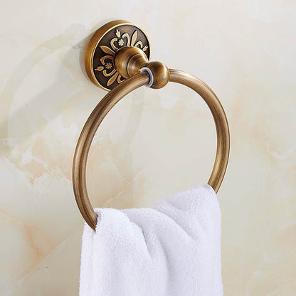 HeritageRust Antique Bronze Bathroom Fixture Set - Towel Rail, Toilet Paper Holder & Brush Holder in Aluminium