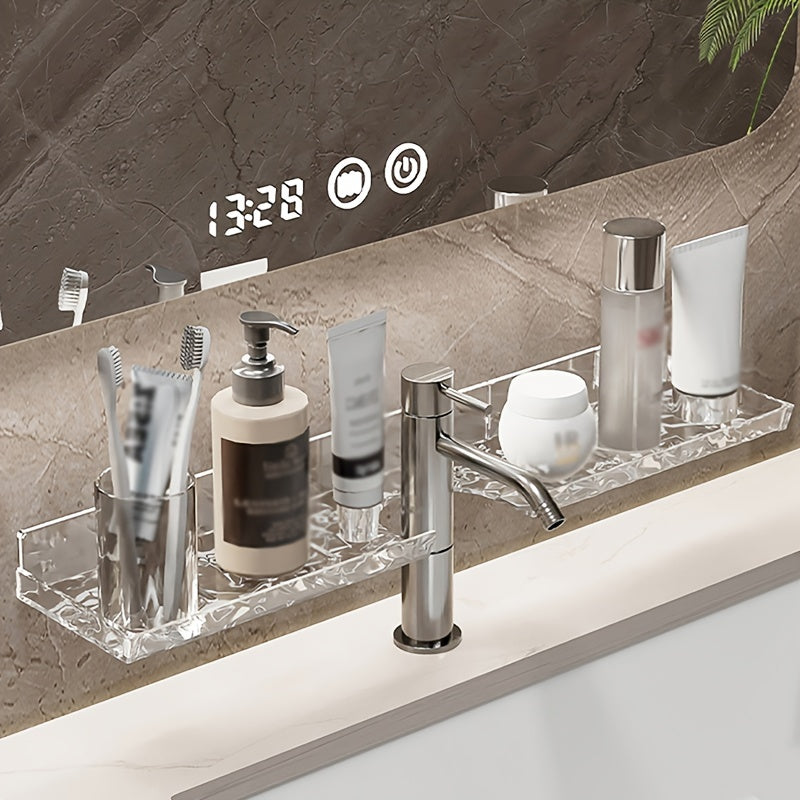 LuxeNook | Wall-Mounted Bathroom Sink Shelf with Hollow Drainage - Plastic Organizer for Bathroom Storage