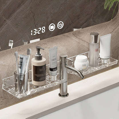 LuxeNook | Wall-Mounted Bathroom Sink Shelf with Hollow Drainage - Plastic Organizer for Bathroom Storage