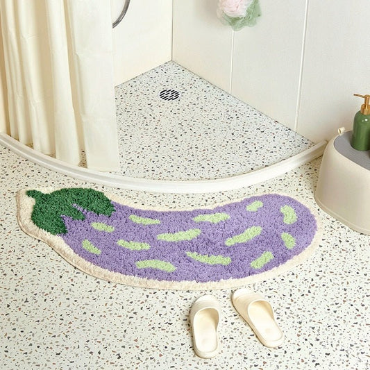 FruityStep | Non-Slip Eggplant & Banana Bath Mats - Soft, Durable, and Colorful Design for Your Bathroom