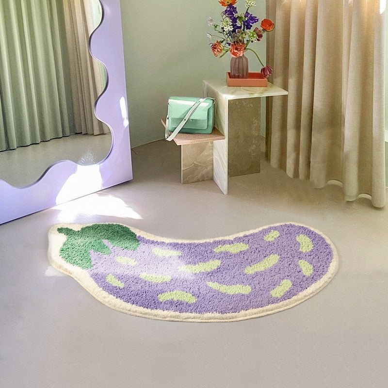 FruityStep | Non-Slip Eggplant & Banana Bath Mats - Soft, Durable, and Colorful Design for Your Bathroom