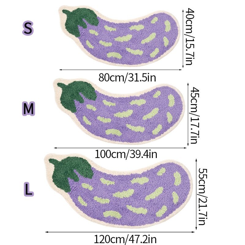 FruityStep | Non-Slip Eggplant & Banana Bath Mats - Soft, Durable, and Colorful Design for Your Bathroom