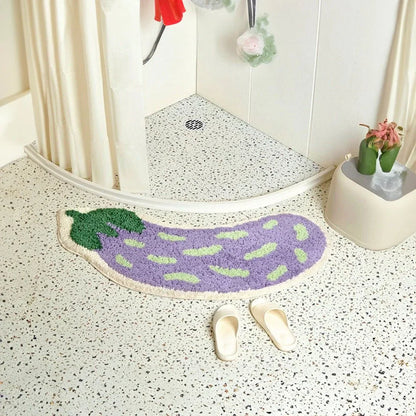 FruityStep | Non-Slip Eggplant & Banana Bath Mats - Soft, Durable, and Colorful Design for Your Bathroom