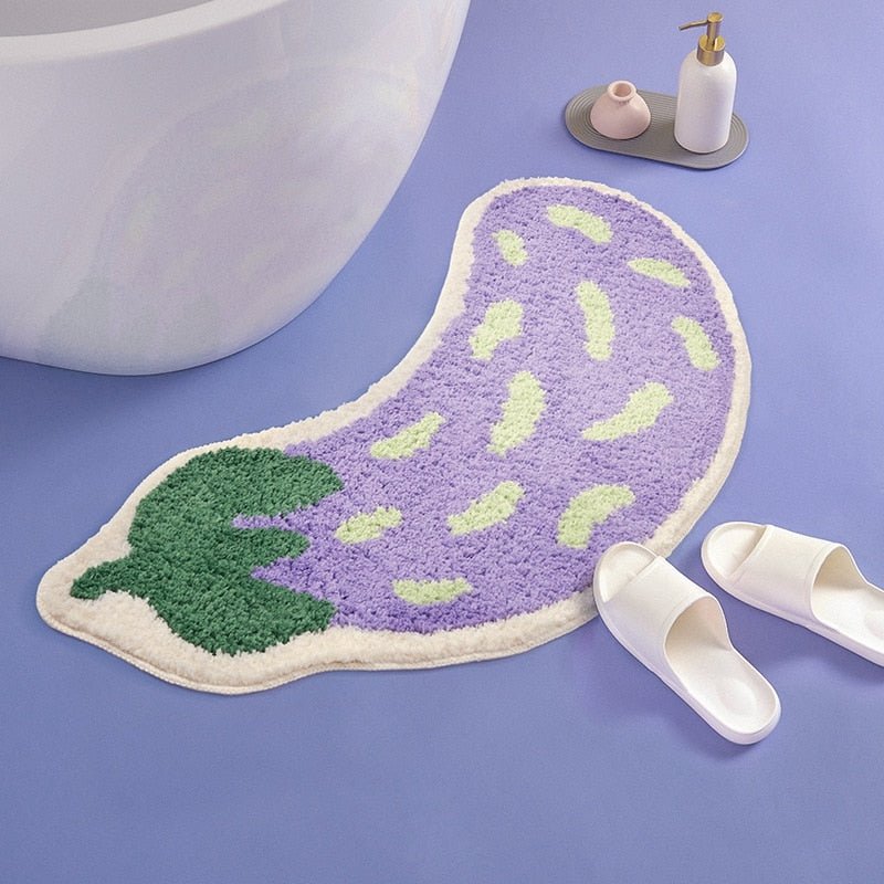 FruityStep | Non-Slip Eggplant & Banana Bath Mats - Soft, Durable, and Colorful Design for Your Bathroom