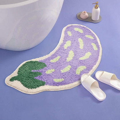 FruityStep | Non-Slip Eggplant & Banana Bath Mats - Soft, Durable, and Colorful Design for Your Bathroom