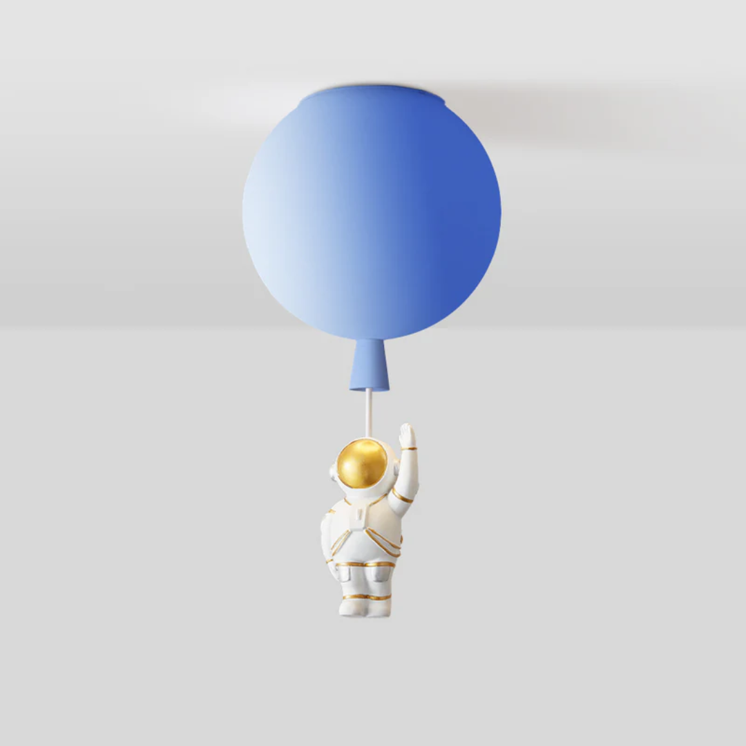 CosmoGlow Modern LED Ceiling Light - Moon & Astronaut Design for Kids' Rooms