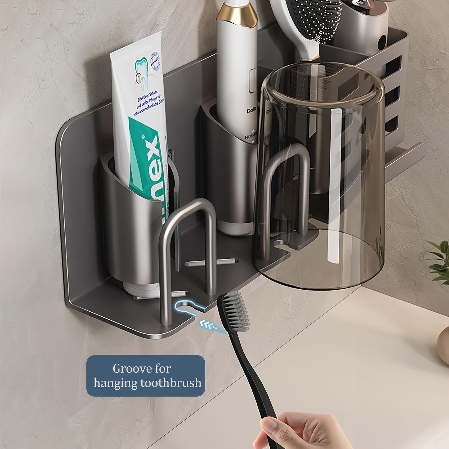 BristleHub | Wall-Mounted Electric Toothbrush Organizer with Drainage Holes for Bathroom