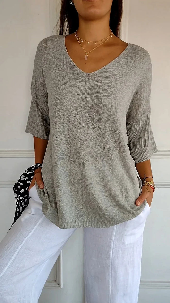 Chiara | Women's Cozy V-Neck Knit Sweater