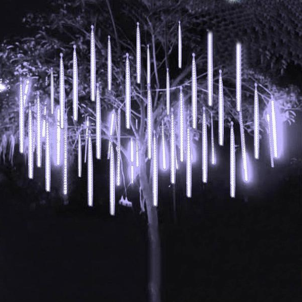 Illuminated Meteor Icicles with Cascading Snow Effect