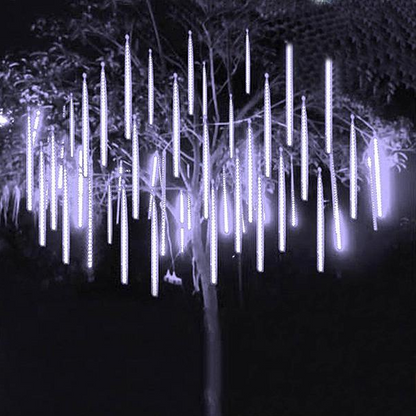 Illuminated Meteor Icicles with Cascading Snow Effect