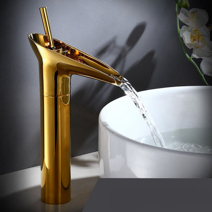 Cascade Antique Brass Basin Mixer Tap - Vintage Waterfall Bathroom Faucet