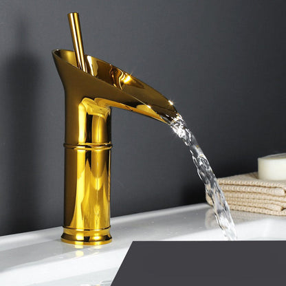 Cascade Antique Brass Basin Mixer Tap - Vintage Waterfall Bathroom Faucet