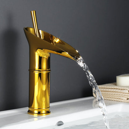 Cascade Antique Brass Basin Mixer Tap - Vintage Waterfall Bathroom Faucet