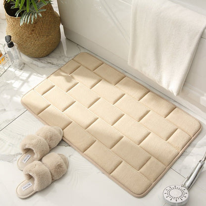 Matzaic | Absorbent Quick-Drying Non-Slip Bathroom Mat - Soft Blanket with Brick Design