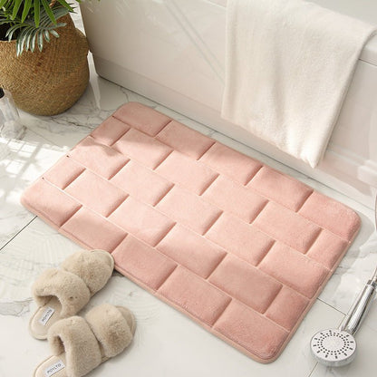 Matzaic | Absorbent Quick-Drying Non-Slip Bathroom Mat - Soft Blanket with Brick Design