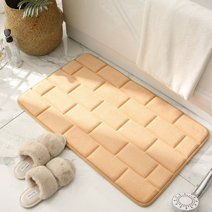 Matzaic | Absorbent Quick-Drying Non-Slip Bathroom Mat - Soft Blanket with Brick Design