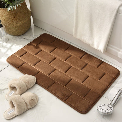 Matzaic | Absorbent Quick-Drying Non-Slip Bathroom Mat - Soft Blanket with Brick Design