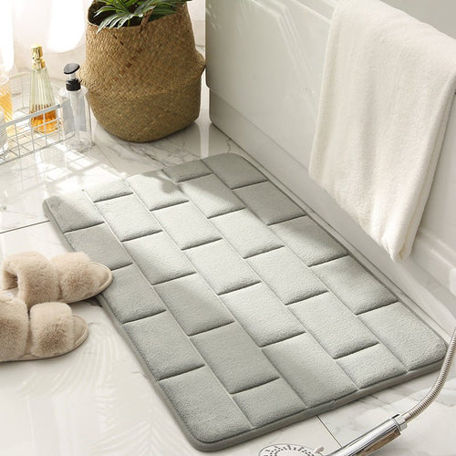 Matzaic | Absorbent Quick-Drying Non-Slip Bathroom Mat - Soft Blanket with Brick Design