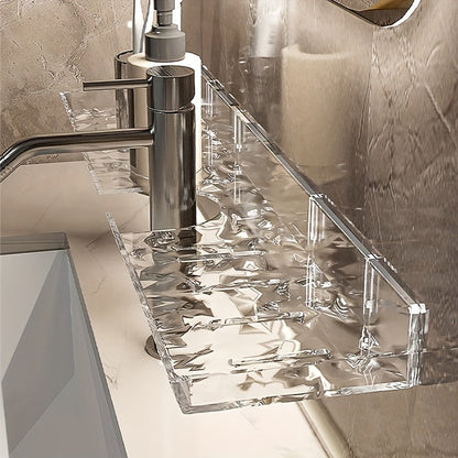 LuxeNook | Wall-Mounted Bathroom Sink Shelf with Hollow Drainage - Plastic Organizer for Bathroom Storage