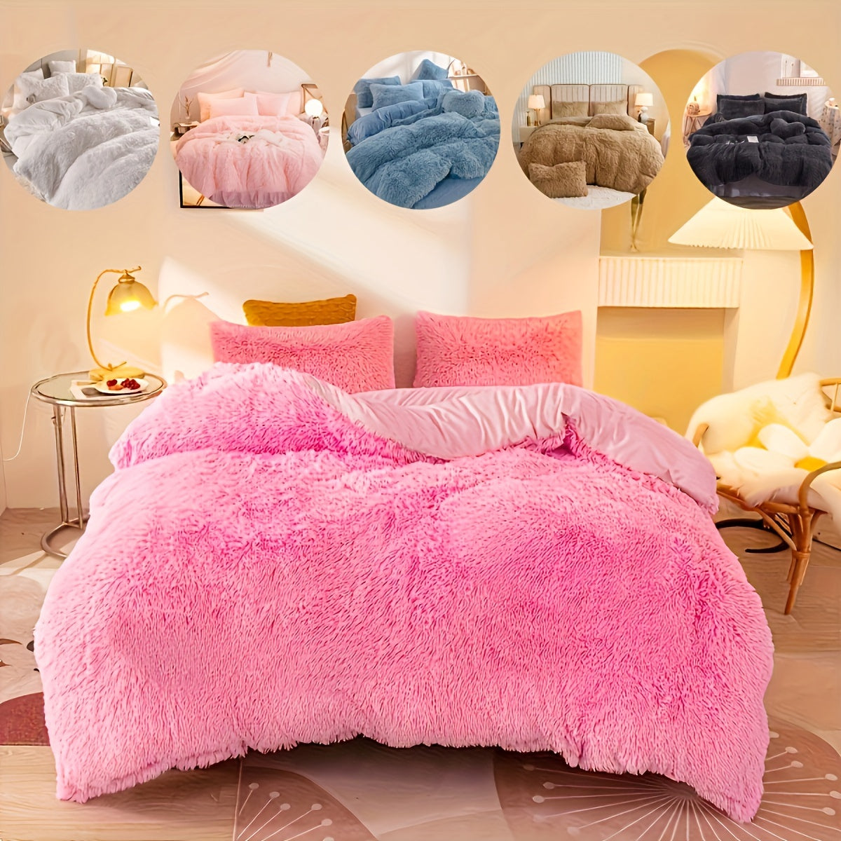 Luxurious Three-Piece Velvet Bedding Set with Soft Velvety Texture