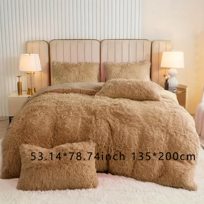 Luxurious Three-Piece Velvet Bedding Set with Soft Velvety Texture